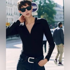 Polo collar interlock bodysuit